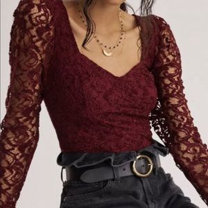 NWT Anthropologie Sweetheart lace top M